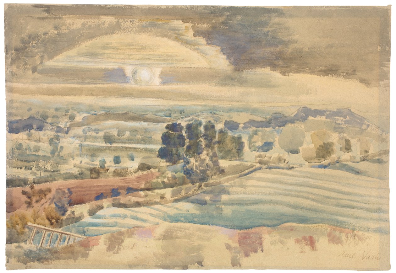 Soluppgång över dalen av Paul Nash