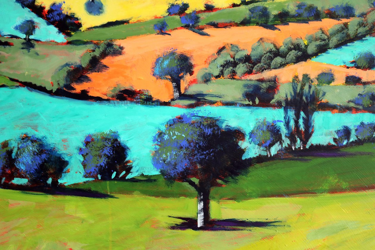 Coombe close up 2 (akryl ombord) av Paul Powis