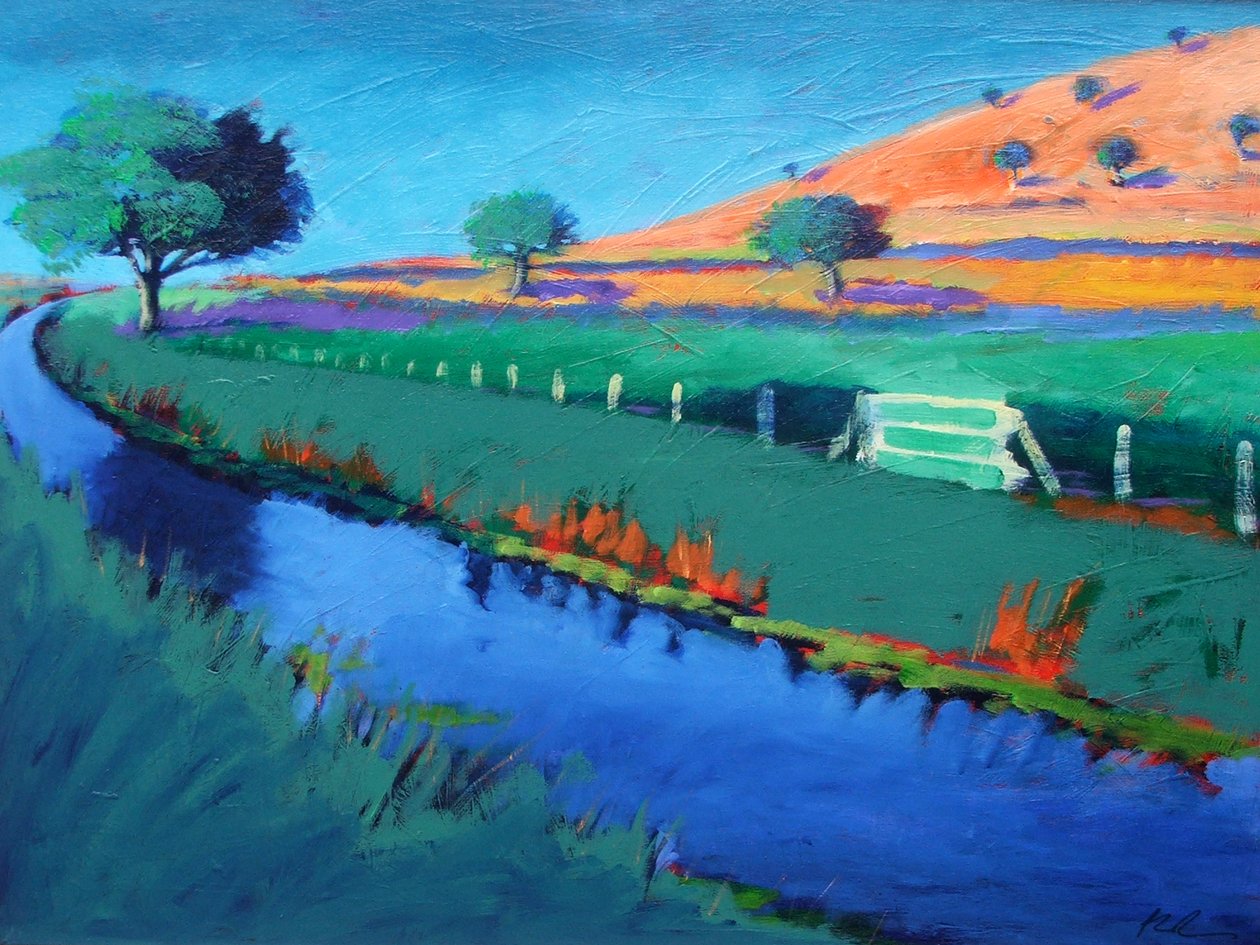 River Teme (akryl ombord) av Paul Powis