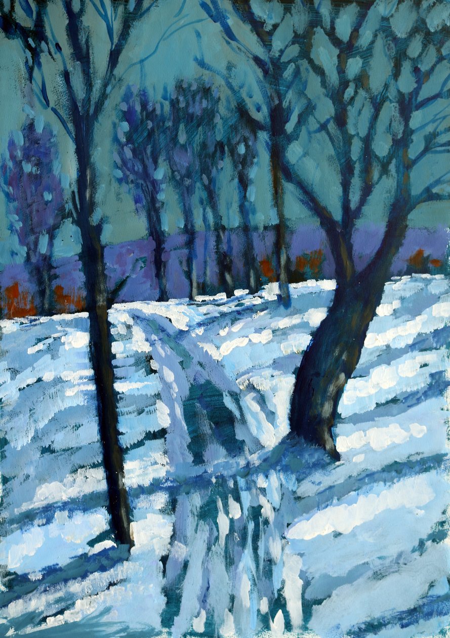 Snow, 2015, (akryl på papper) av Paul Powis