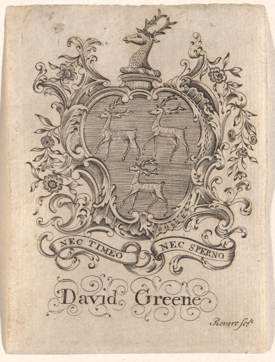 Bokskylt av David Greene av Paul Revere