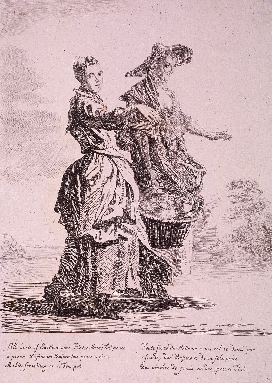 Två porslinsförsäljare, Cries of London, 1760 av Paul Sandby