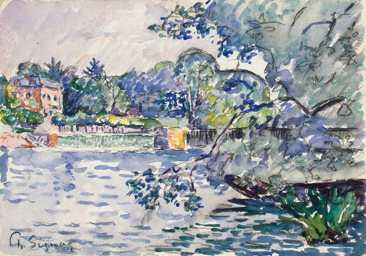 Seines strand, c1900 av Paul Signac