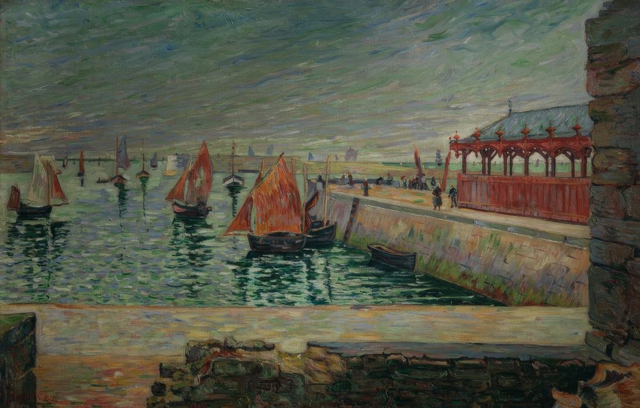 Fiskmarknaden, Port-en-Bessin av Paul Signac