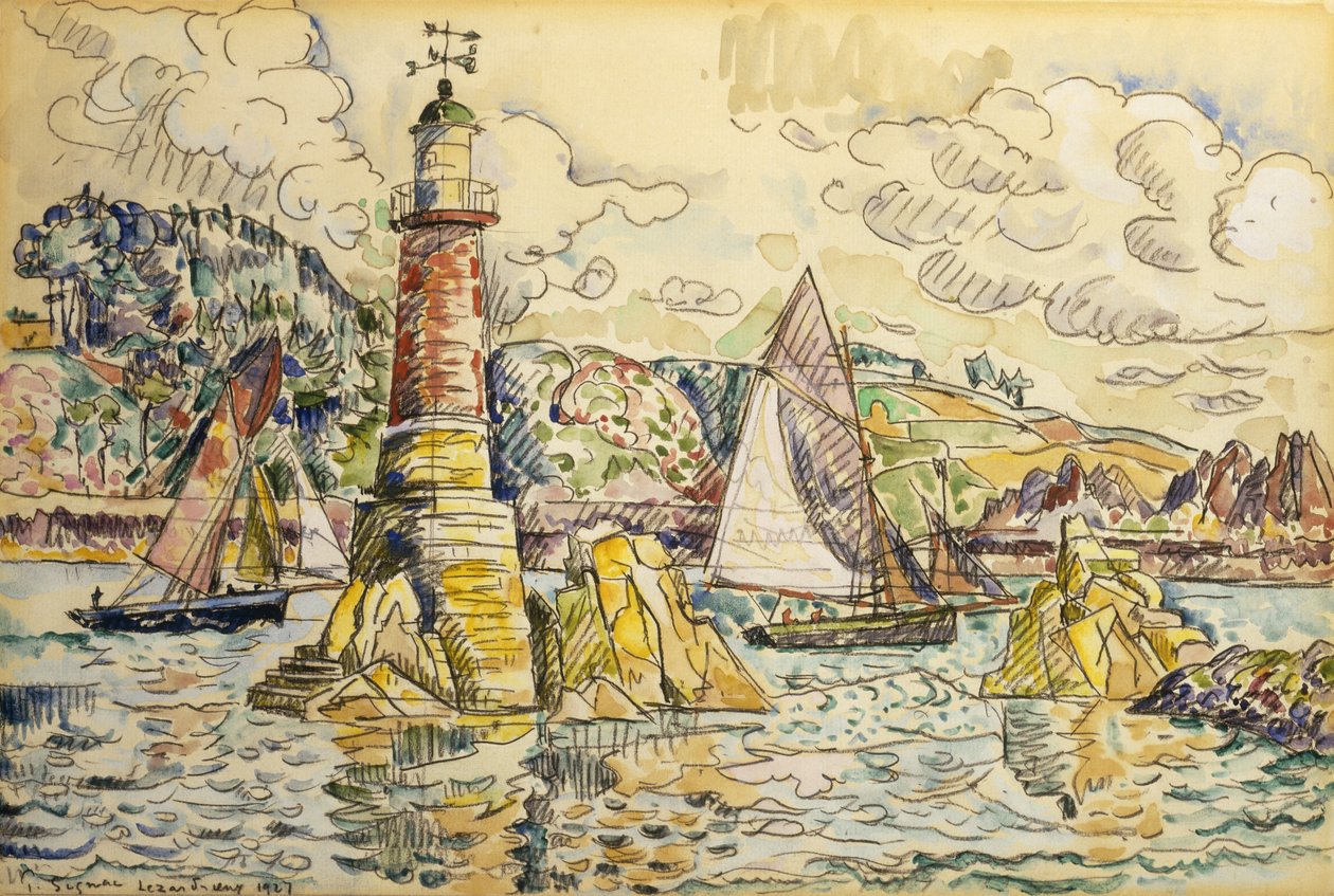 Fyren i Lezardrieux, 1927 av Paul Signac