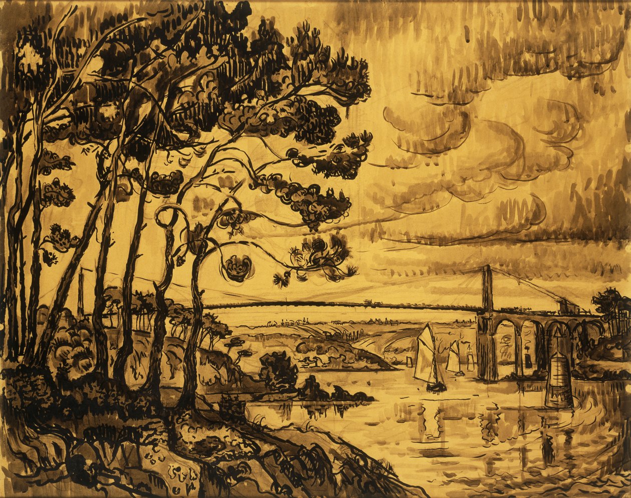 Lezardrieux-bron, 1922 av Paul Signac