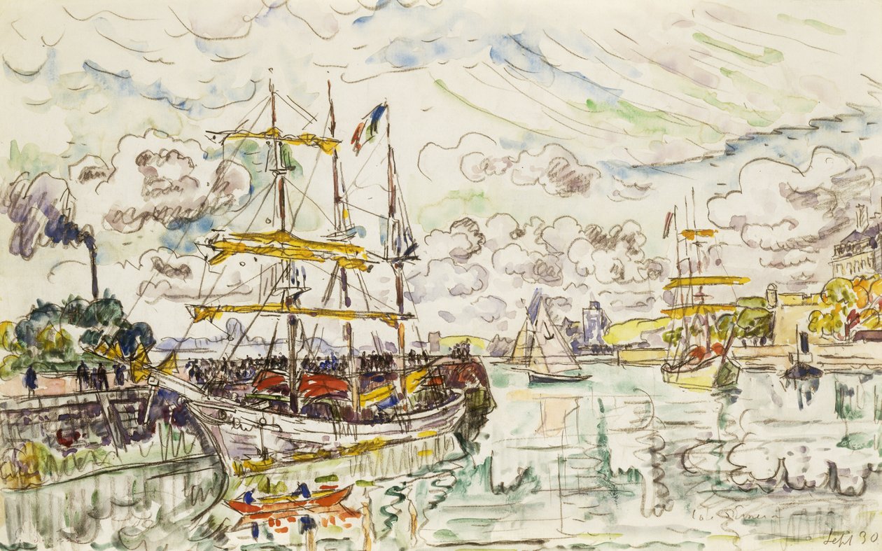 Hamnen i Saint-Malo, 1930 av Paul Signac