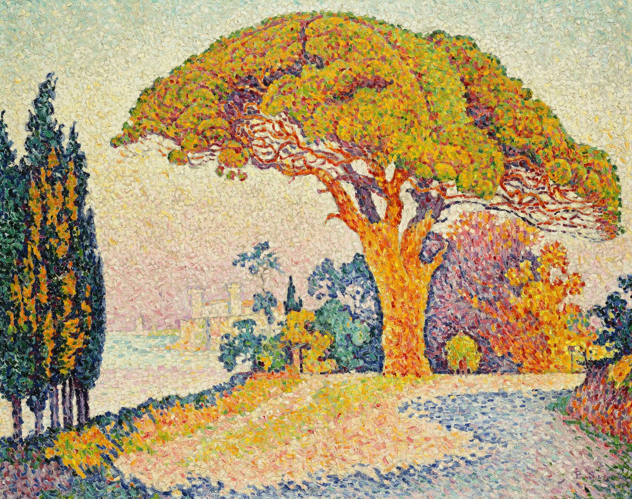 Pinjeträd i Bertaud, Saint-Tropez av Paul Signac