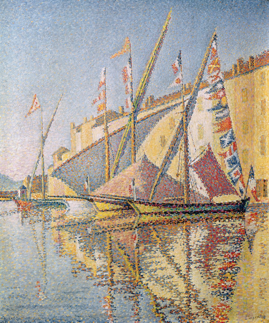 Segelbåtar i St. Tropez hamn, 1893 av Paul Signac