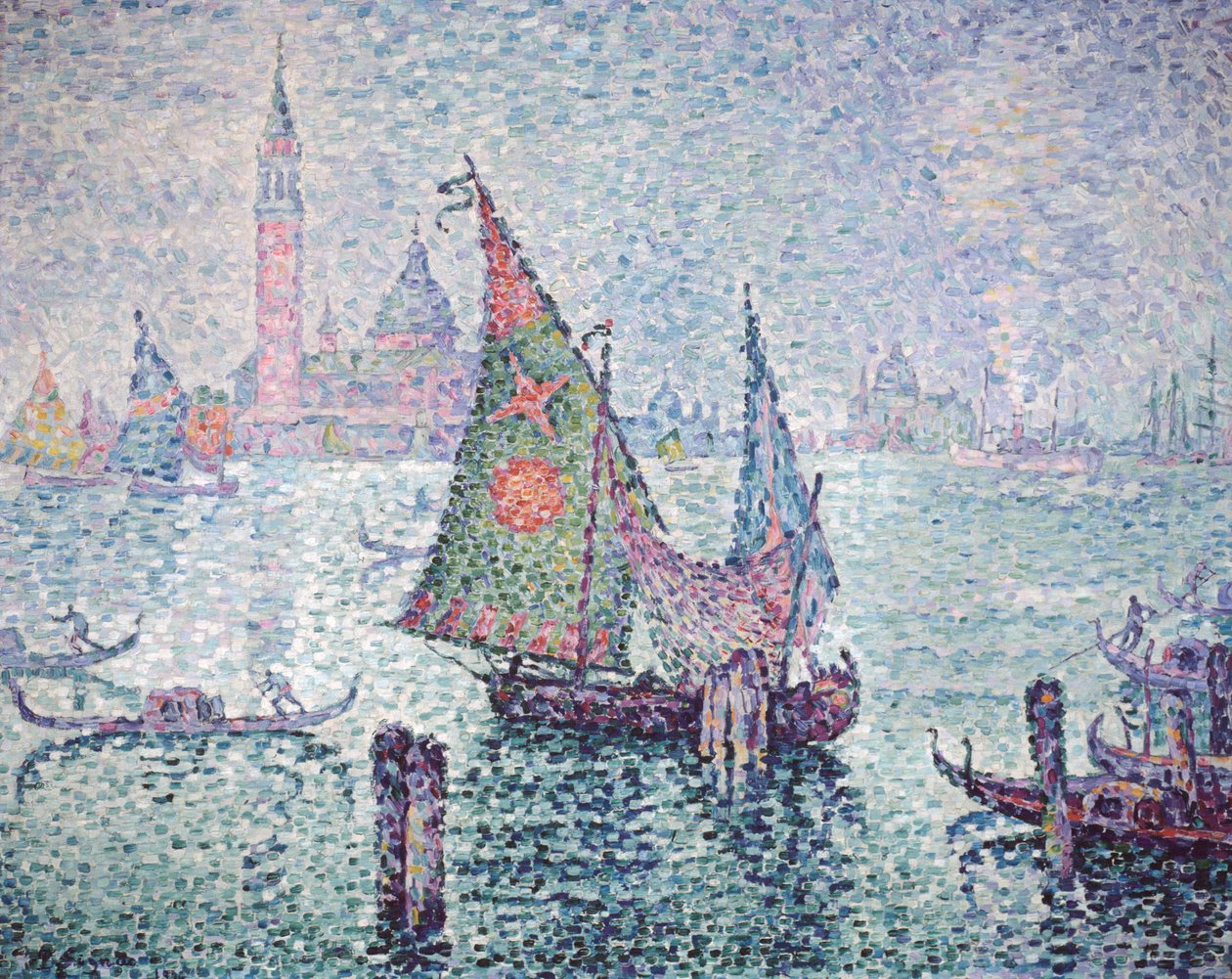 Det gröna seglet, Venedig, 1904 av Paul Signac