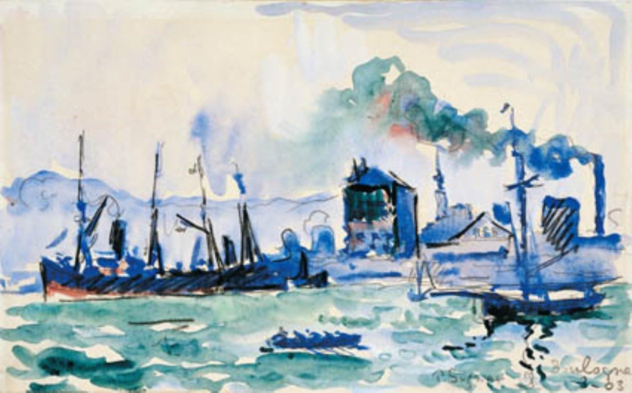 Utsikt över hamnen i Boulogne-sur-Mer av Paul Signac