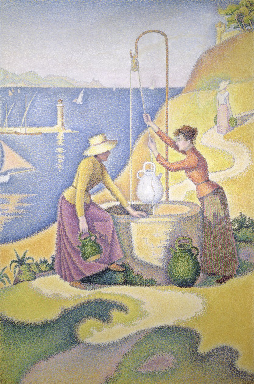 Unga kvinnor i Provence vid brunnen av Paul Signac