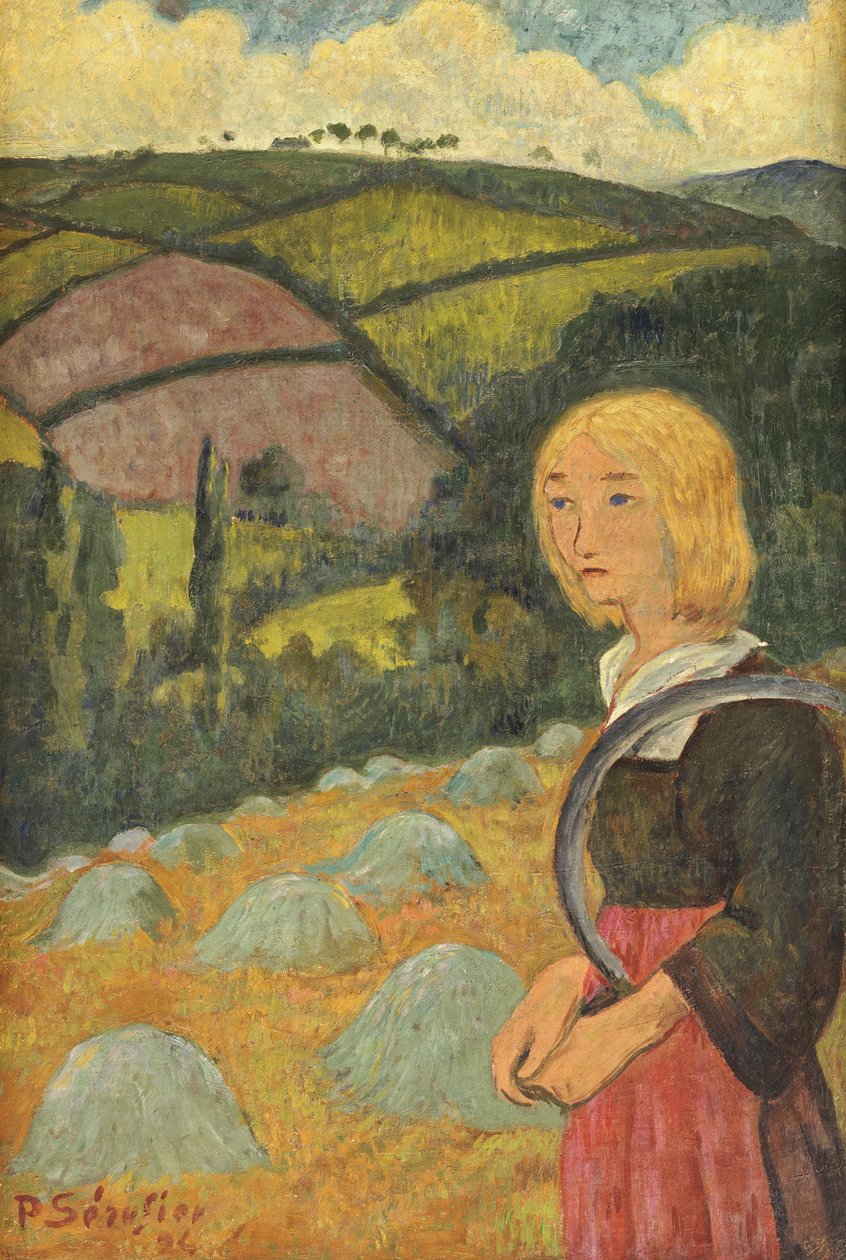 Ung bretonsk flicka och höstackar, 1924 av Paul Sérusier