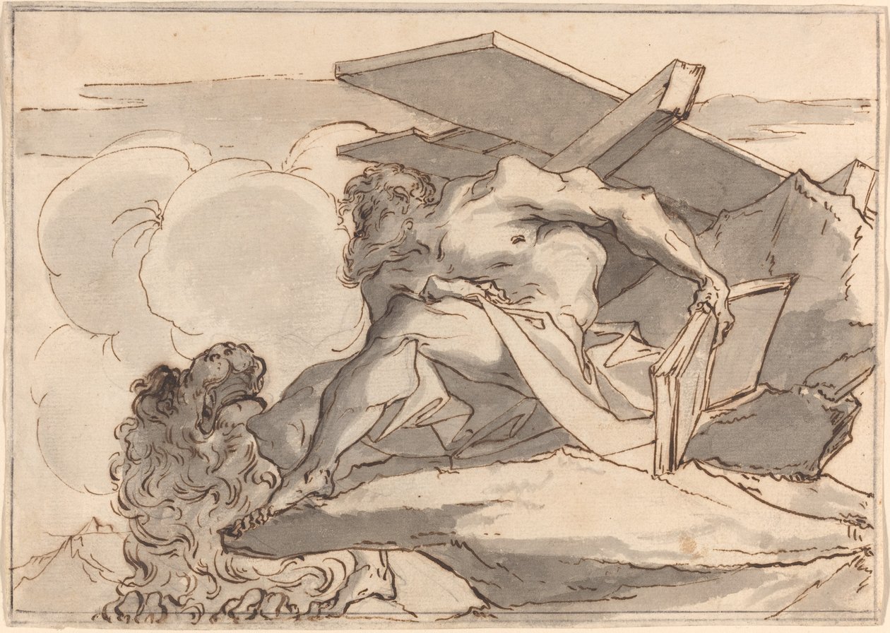 Saint Hieronymus i vildmarken av Paul Troger