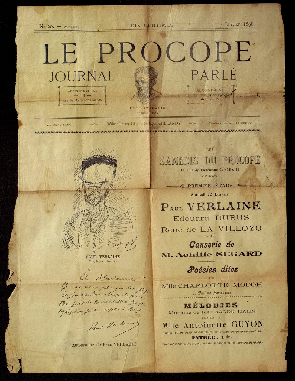 Journal du Procope, Parisiskt café av Paul Verlaine