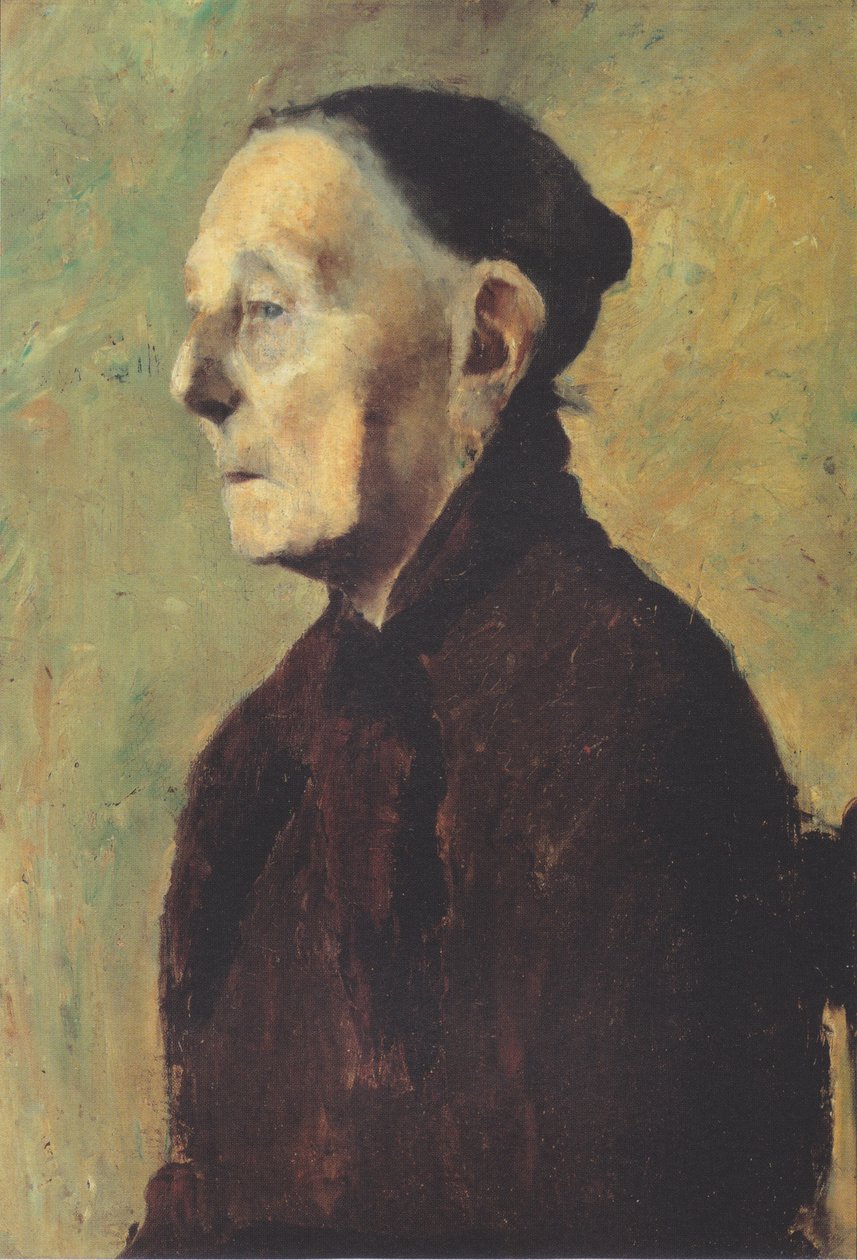Halvlångt porträtt av en gammal kvinna i profil av Paula Modersohn Becker