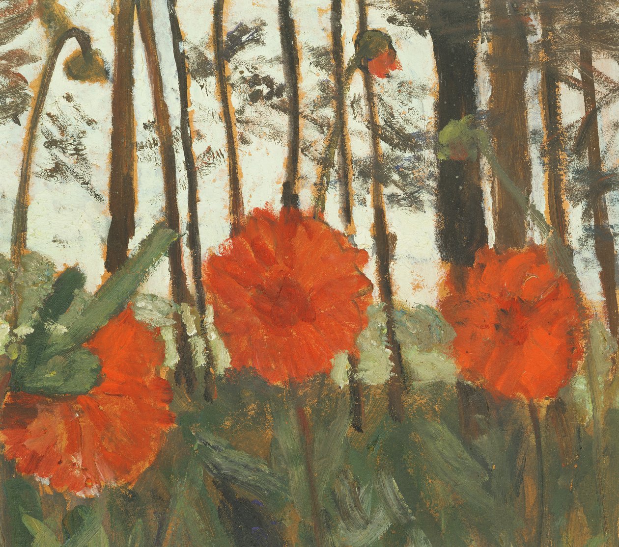 Vallmo på kanten av en skog av Paula Modersohn Becker
