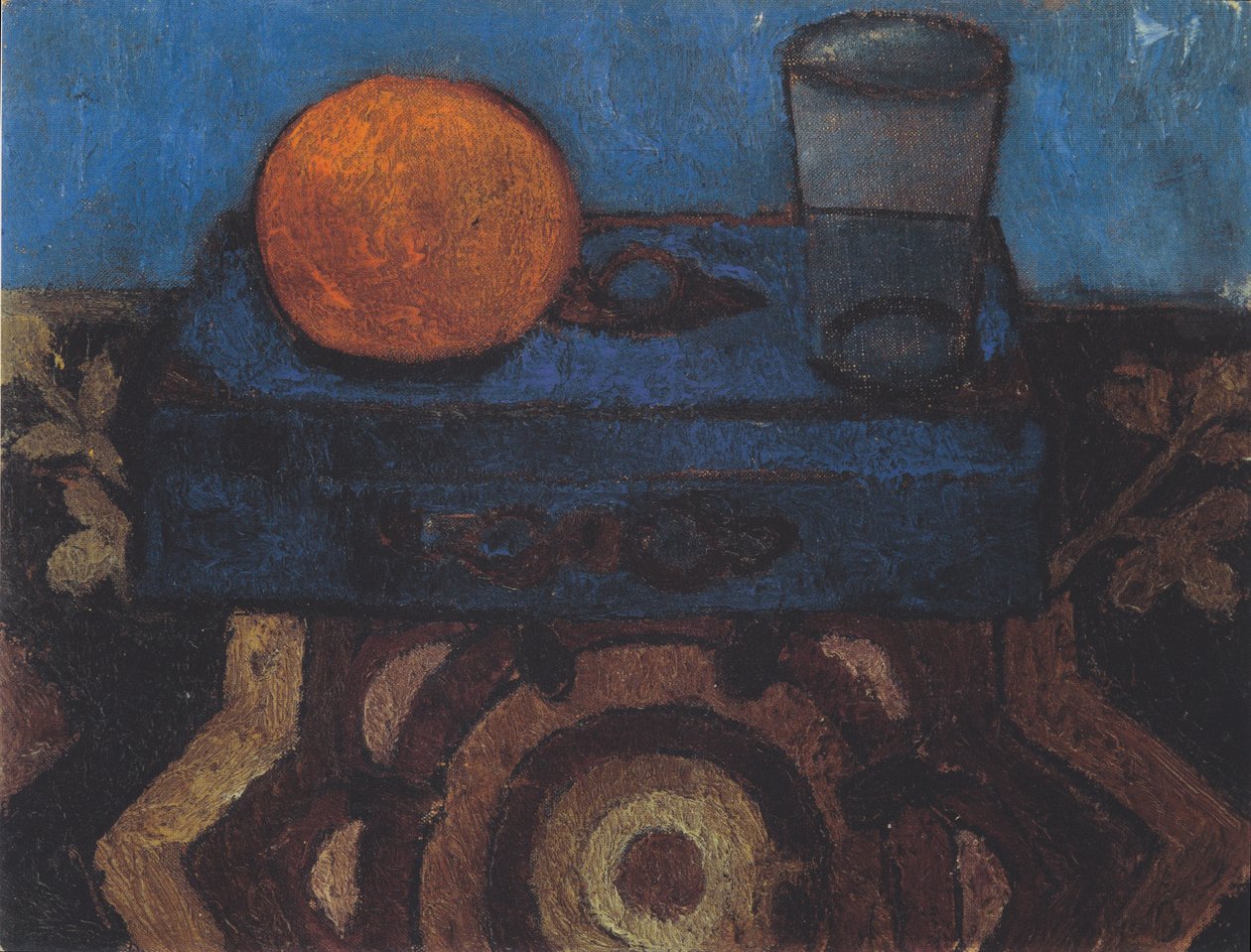 Stilleben med en blå låda av Paula Modersohn Becker