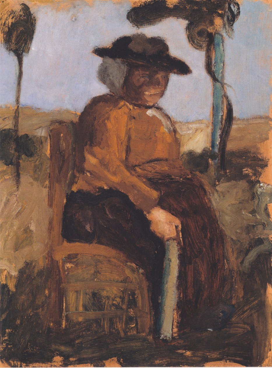 Studie av sittande Dreebeen i trädgården av Paula Modersohn Becker