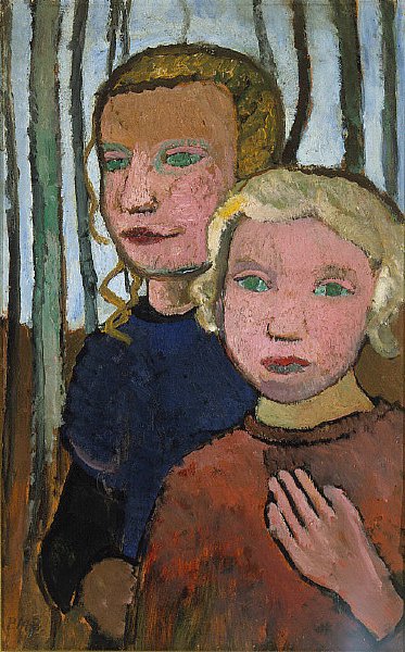 Two Girls in Front of Birch Trees av Paula Modersohn Becker