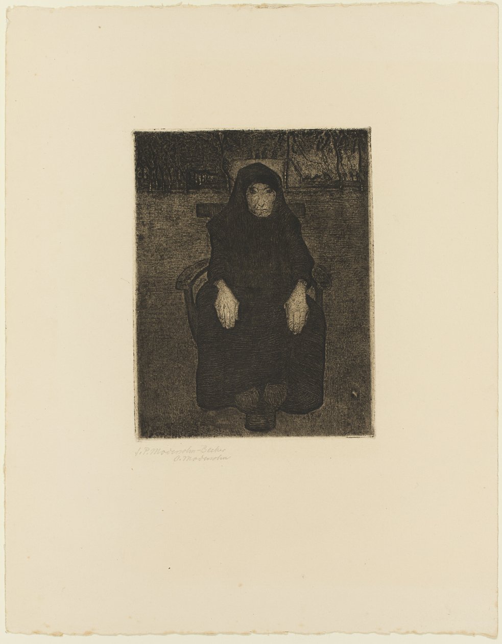 Sittande gammal kvinna av Paula Modersohn Becker
