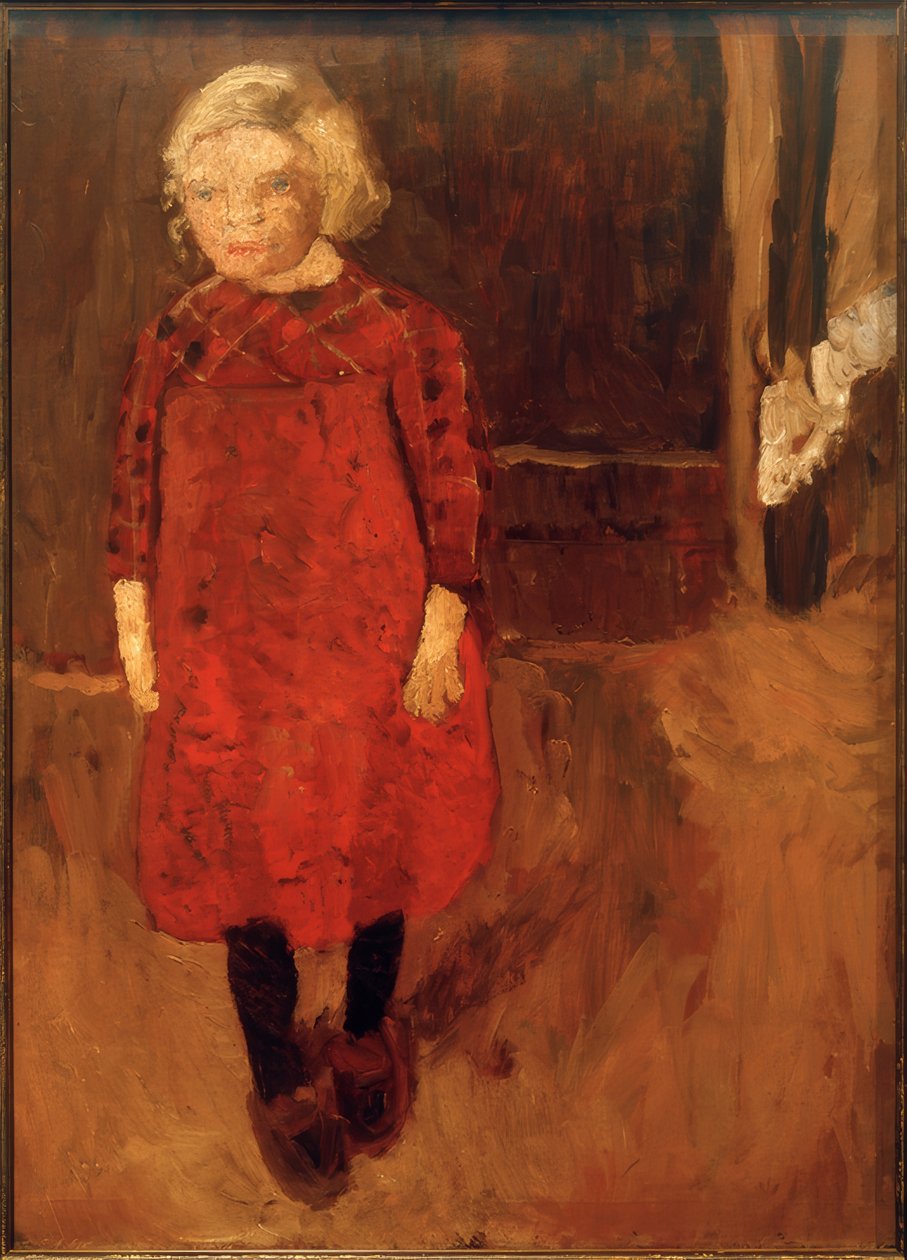 Flicka som står framför ett getskjul av Paula Modersohn Becker