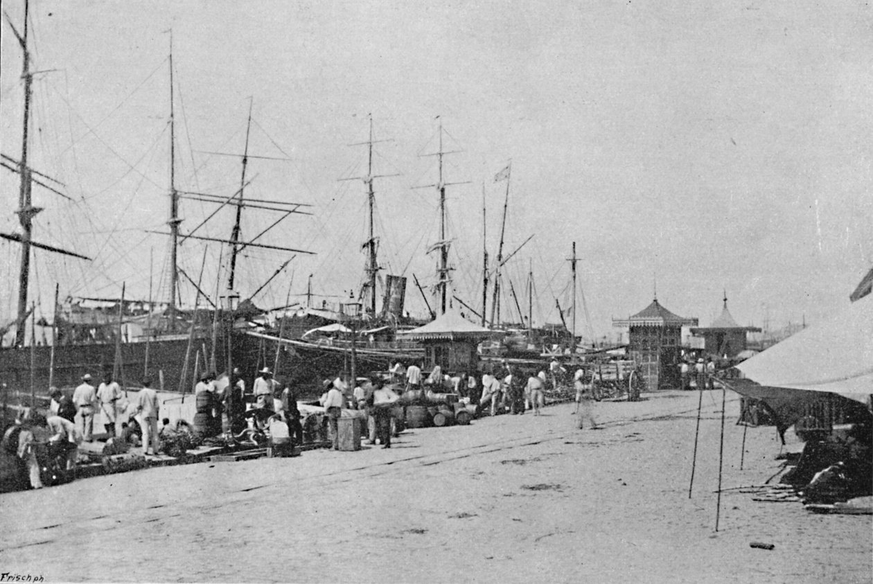 Os Que de Santos, Santos Quayside, 1895 av Paulo Kowalsky
