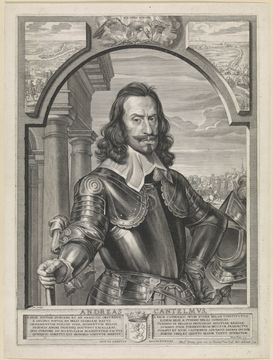 Engraved portrait of Andreas Cantelmo by Paulus Pontius after Michaelina Woutiers (1643) av Paulus Pontius