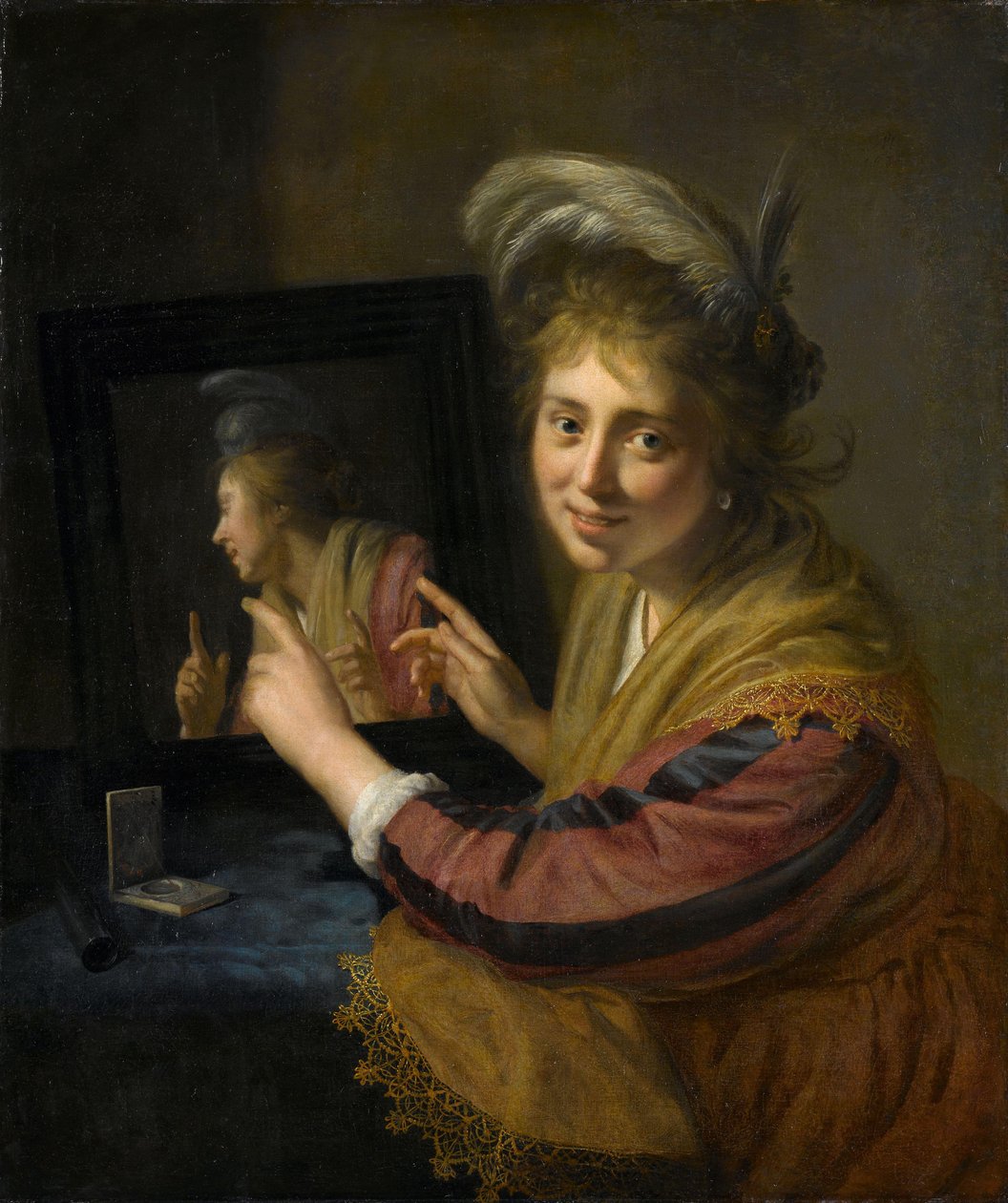 Flicka vid spegeln av Paulus Moreelse