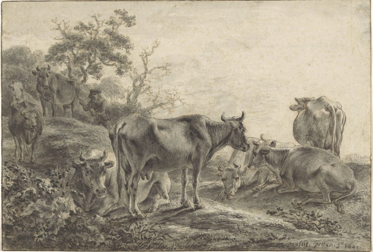 Boskapsbesättning av Paulus Potter (signed by artist)