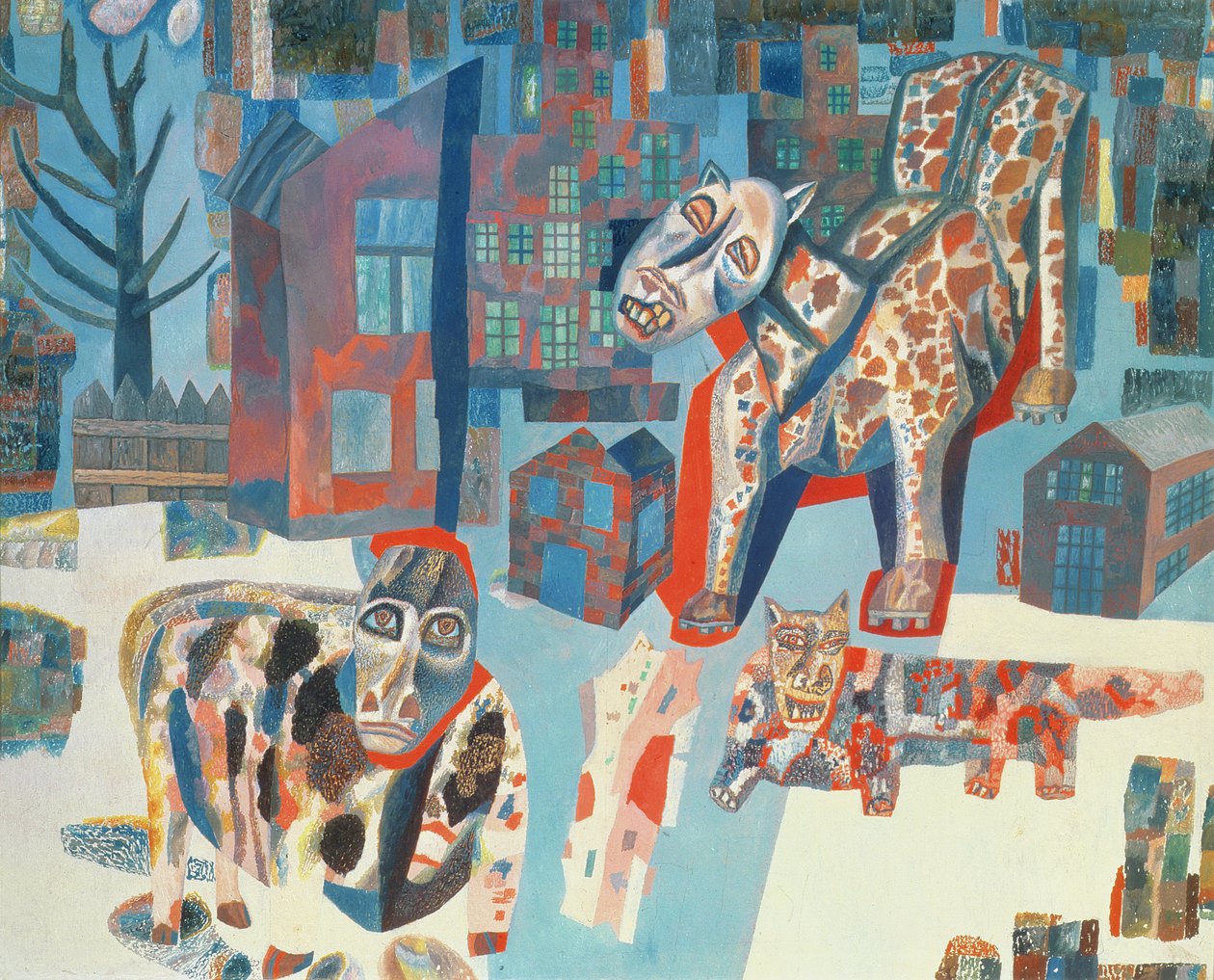 The Beasts, 1925-6 (olja på papper) av Pawel Nikolajewitsch Filonow