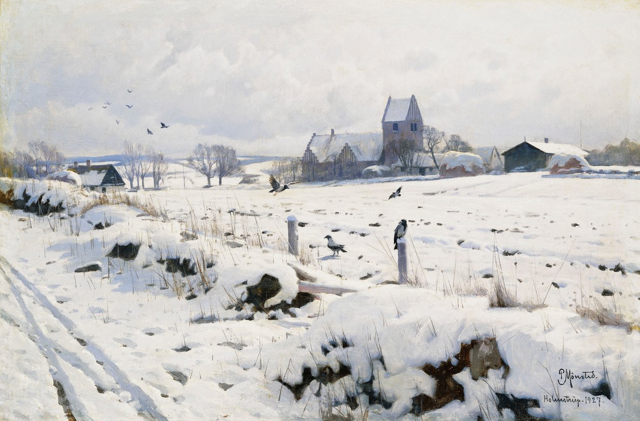 Ett vinterlandskap, Holmstrup av Peder Monsted