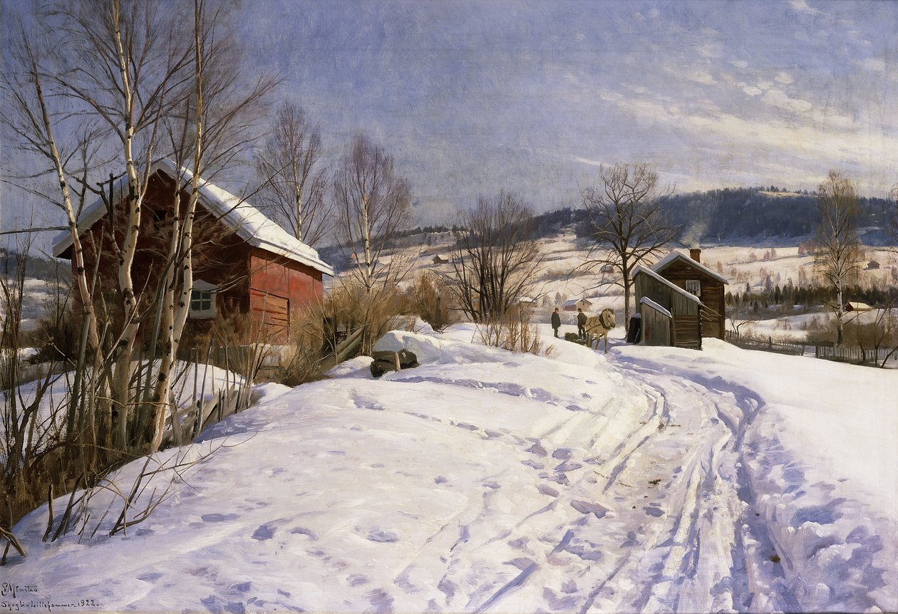 Ett vinterlandskap, Lillehammer av Peder Monsted