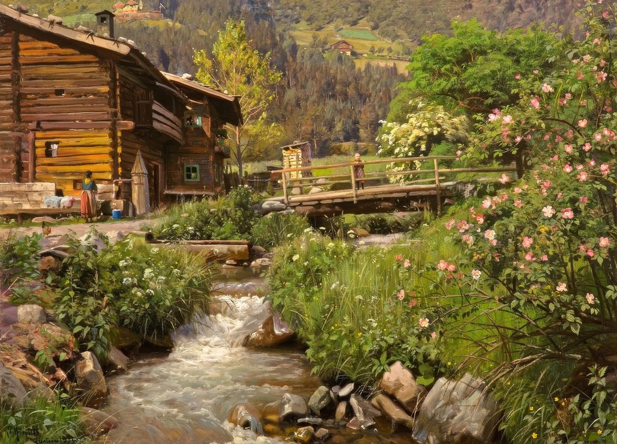 P.Mönsted, fäbod vid bäcken av Peder Monsted