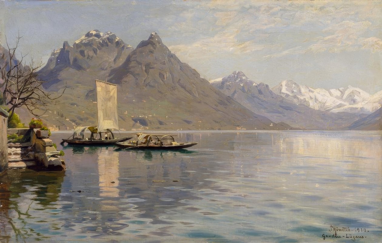 Solsken vid Luganosjön av Peder Monsted