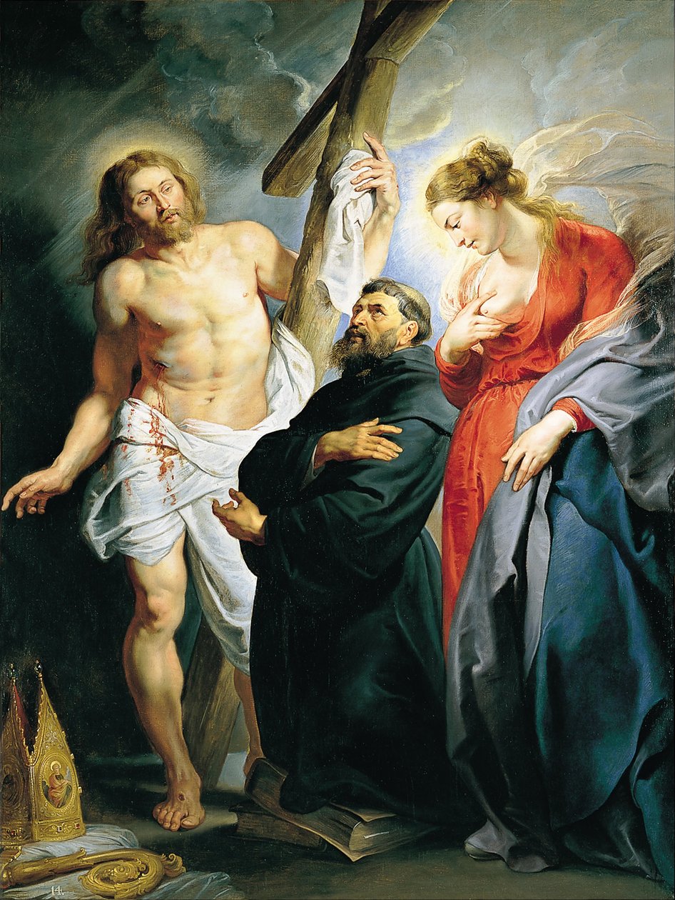 San Agustín entre Cristo y la Virgen av Pedro Pablo Rubens