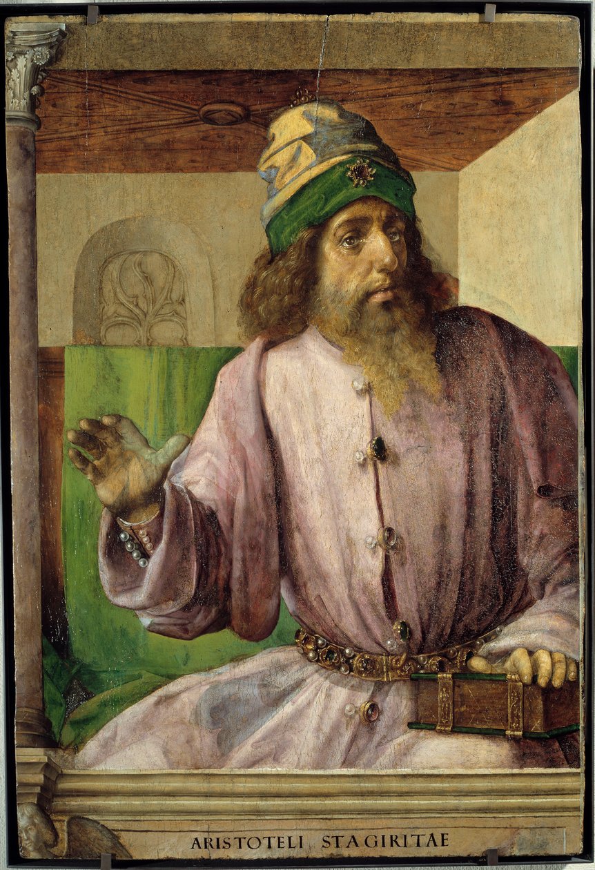 Porträtt av Aristoteles, grekisk filosof. av Pedro Berruguete