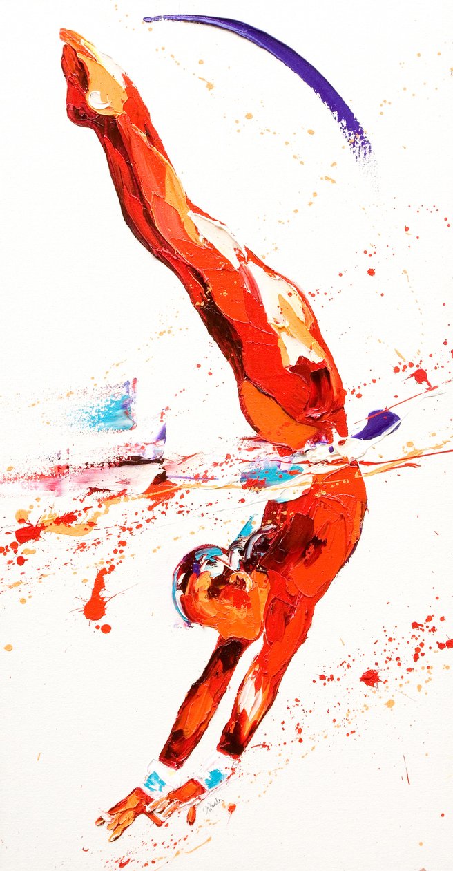 Gymnast Three, 2010 (olja på duk) av Penny Warden