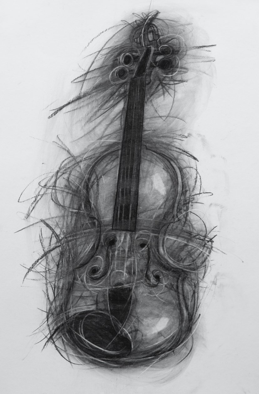 Violin, 2005 (kol på papper) av Penny Warden