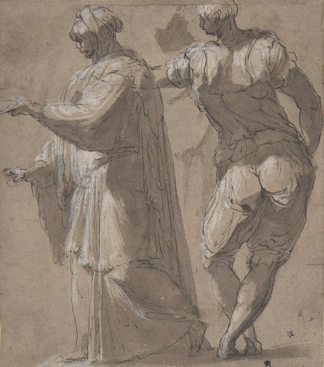 Två stående mansfigurer, 1501-47. av Perino del Vaga