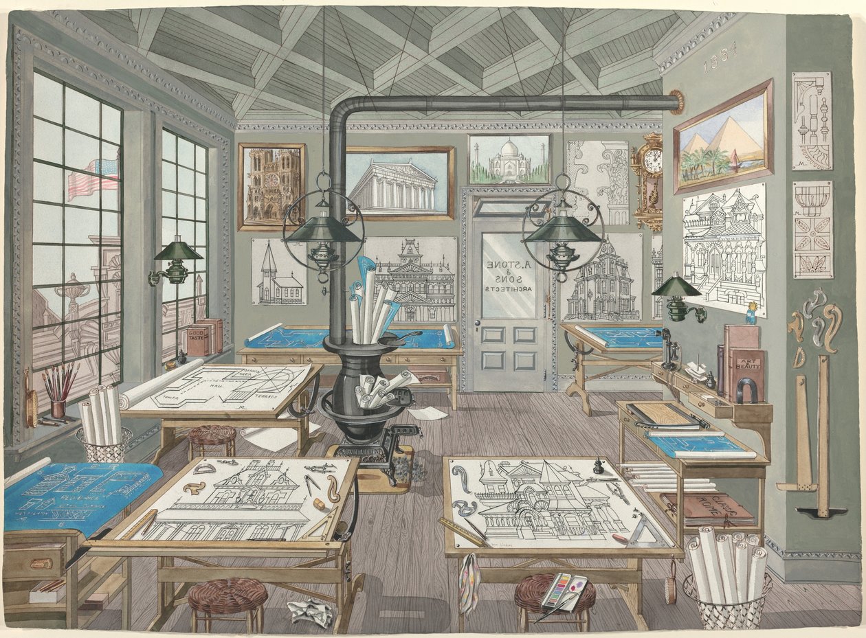 Arkitektens ritrum, 1884, 19351942. av Perkins Harnly
