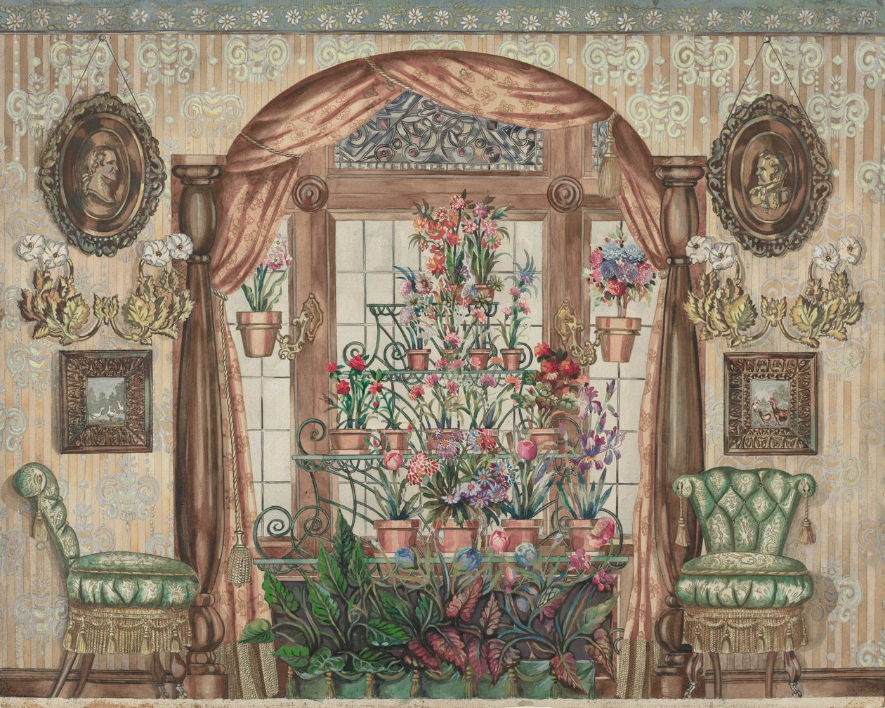 Uterumsfönster med blommor, 19351942. av Perkins Harnly