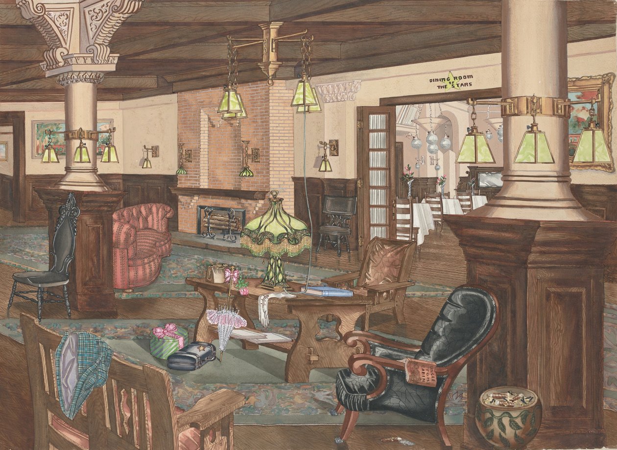 Hollywood Hotel Lobby, 1902, ca. 1946. av Perkins Harnly