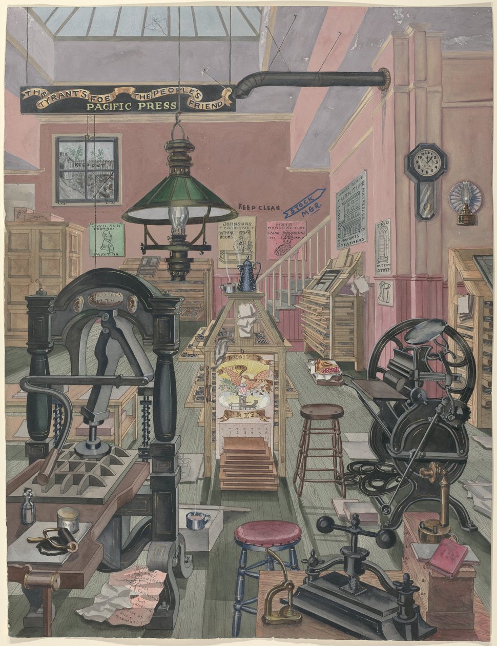Tryckeri, 1870 av Perkins Harnly