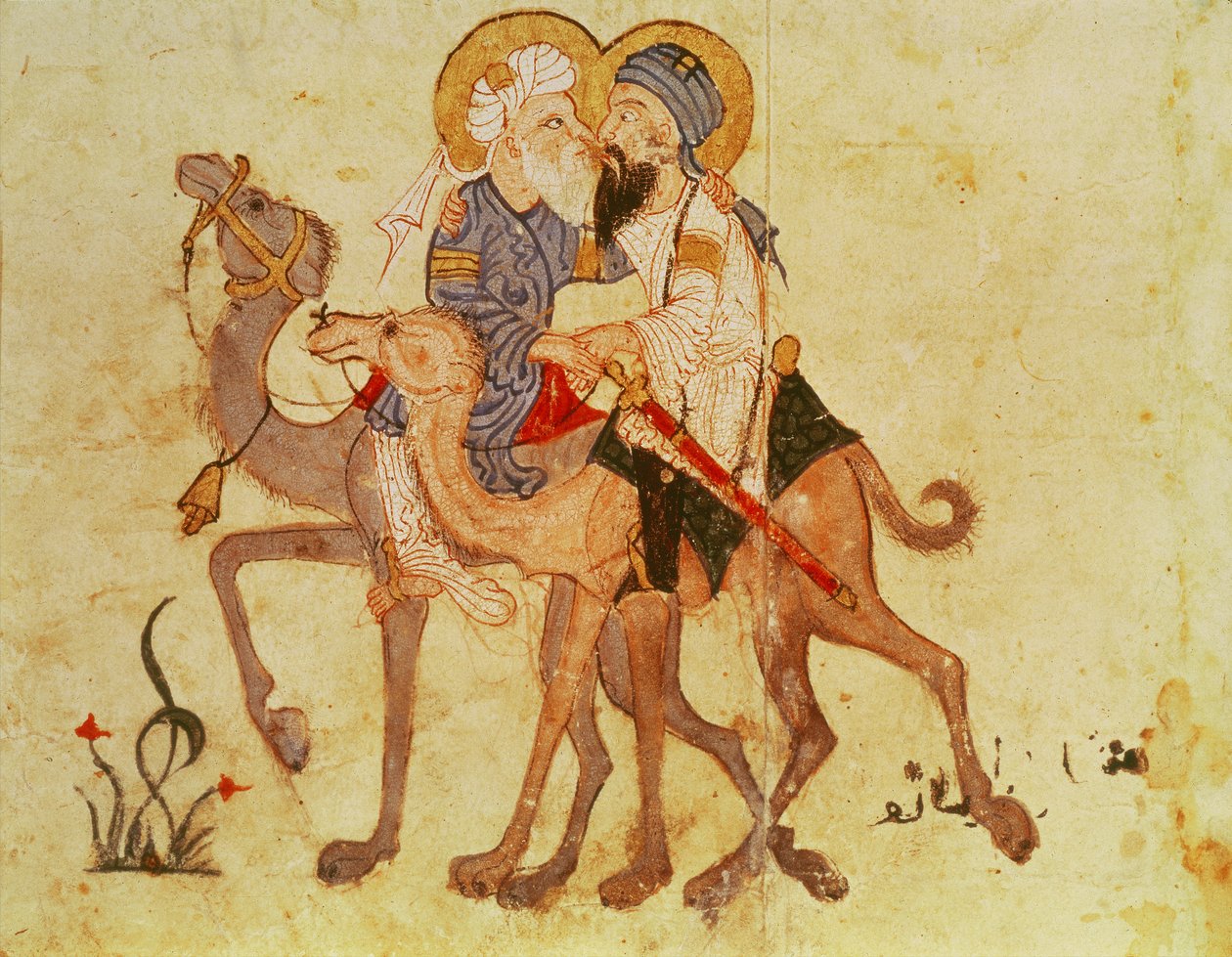 Ms Ar 3929 f.122, Farewells of Abu-Zayd och Al-Harith före återkomsten till Mecka, från 