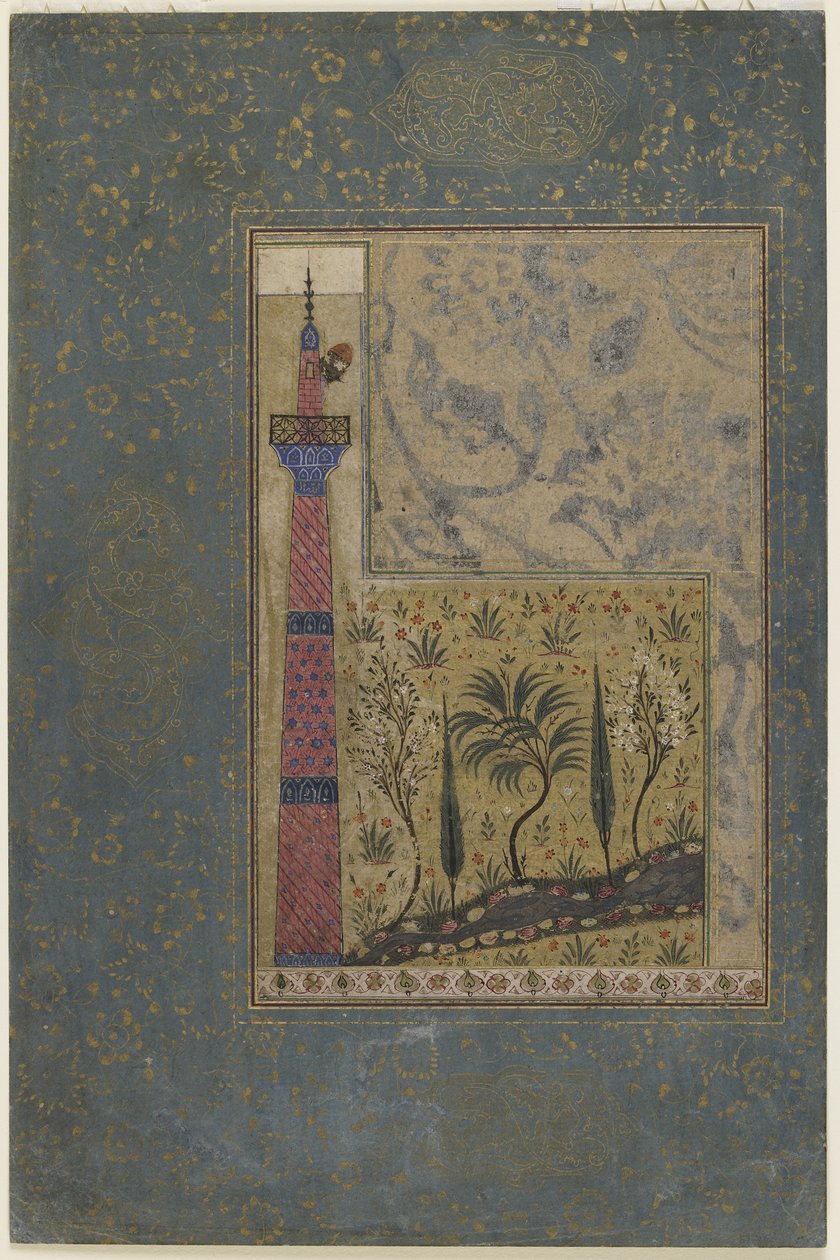 Man på toppen av en minaret, c.1417-18 av Persian School