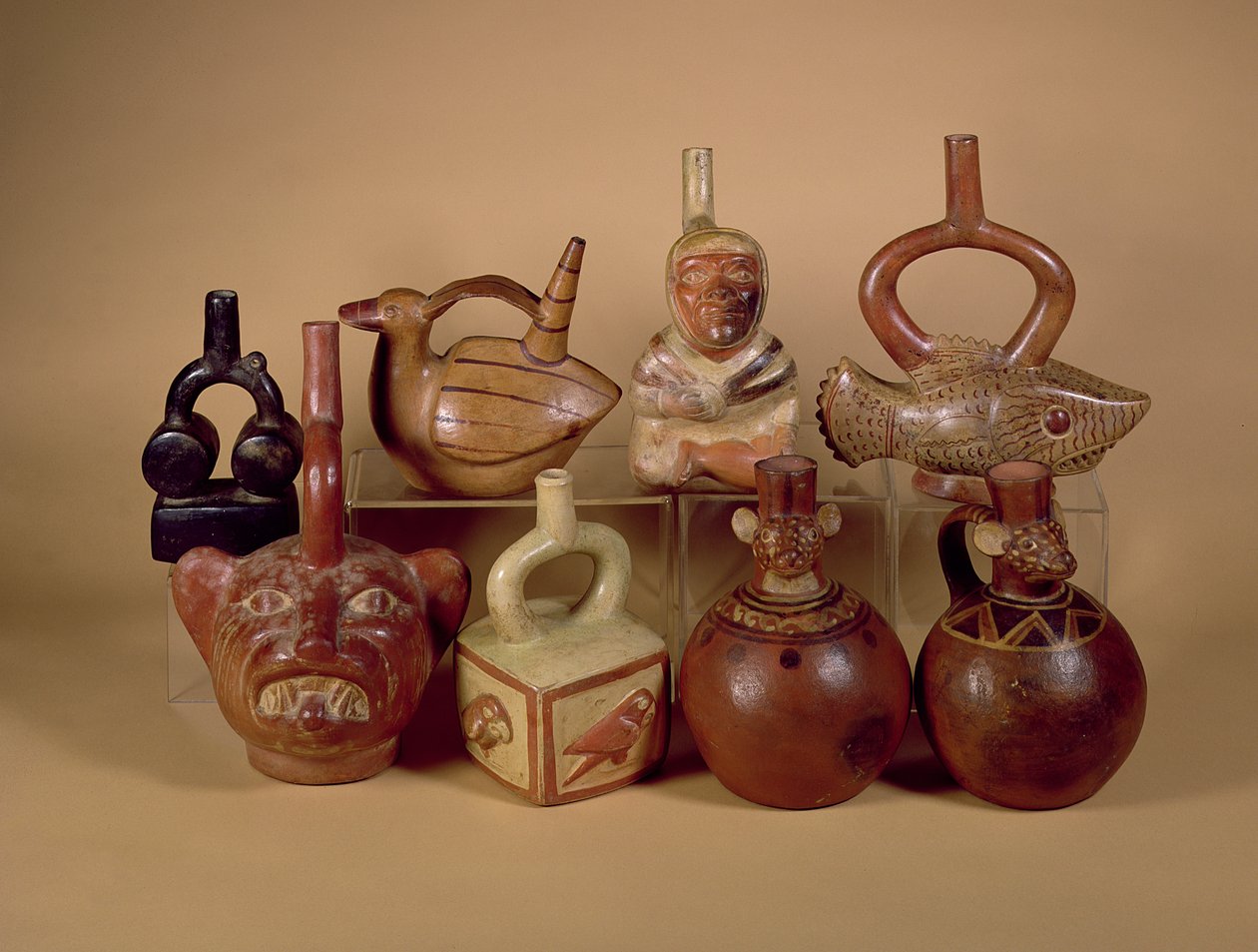 Mochica Stirrup Vessels, c.100-400 AD (keramik) av Peruvian School
