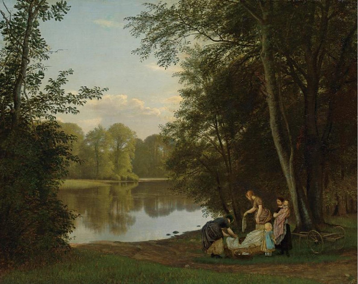 The village pond at Hellebaek av Peter Christian Skovgaard