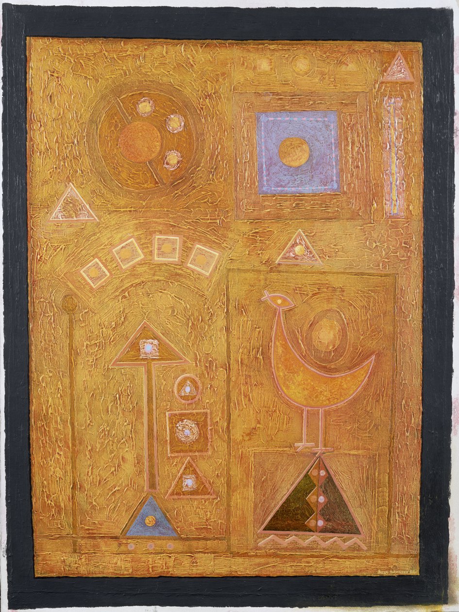 Bird Call to the Sun, 1986 (akryl på papper) av Peter Davidson