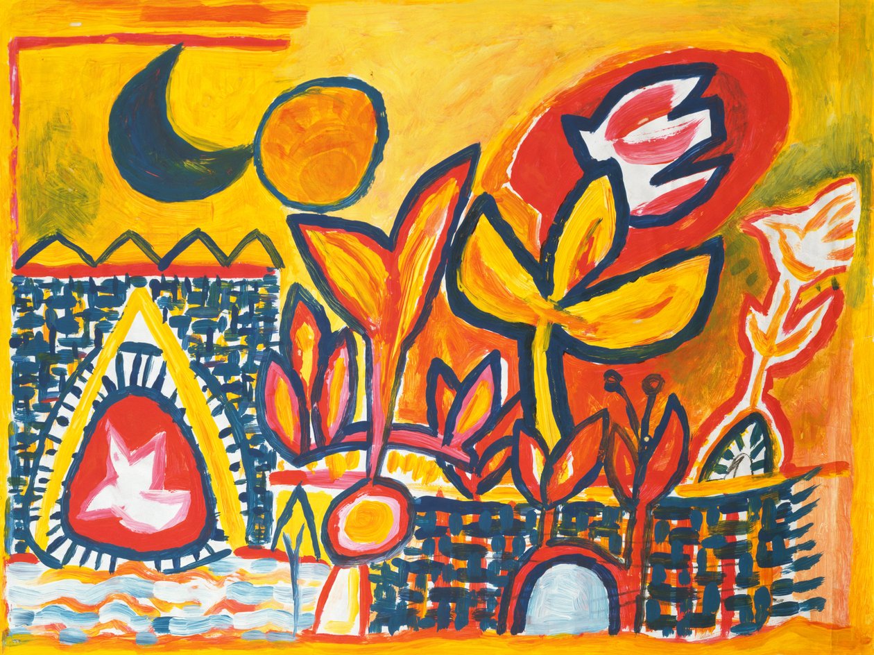 Song to the Sun and Moon, 1990 (gouache) av Peter Davidson
